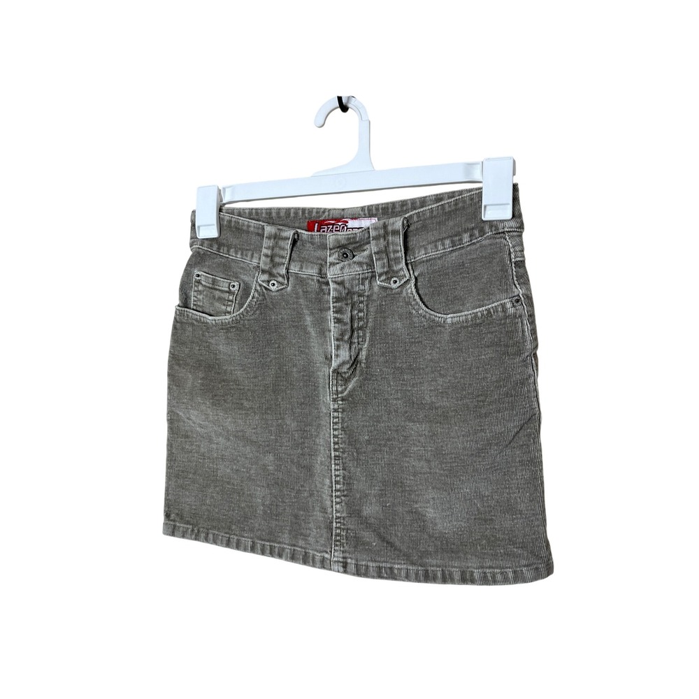 Lazer Jeans Y2K Corduroy‎ Mini Skirt Size 5 Gray Straight Fit Casual Womens